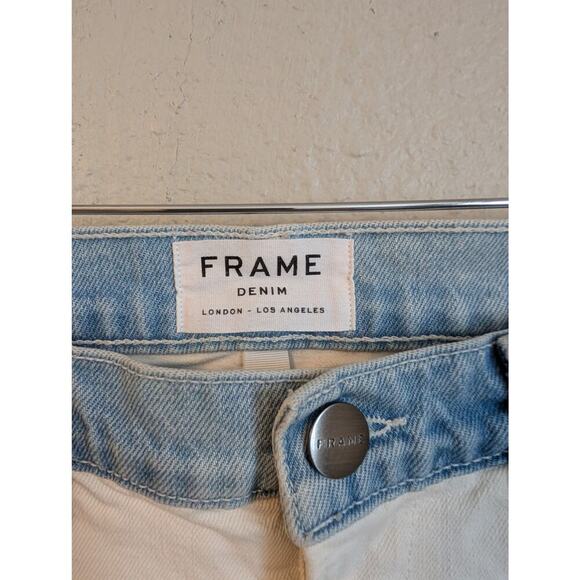 FRAME DENIM White Colorblock‎ Le High Straight Leg Cropped Jeans Women’s Size 29 - Picture 3 of 11